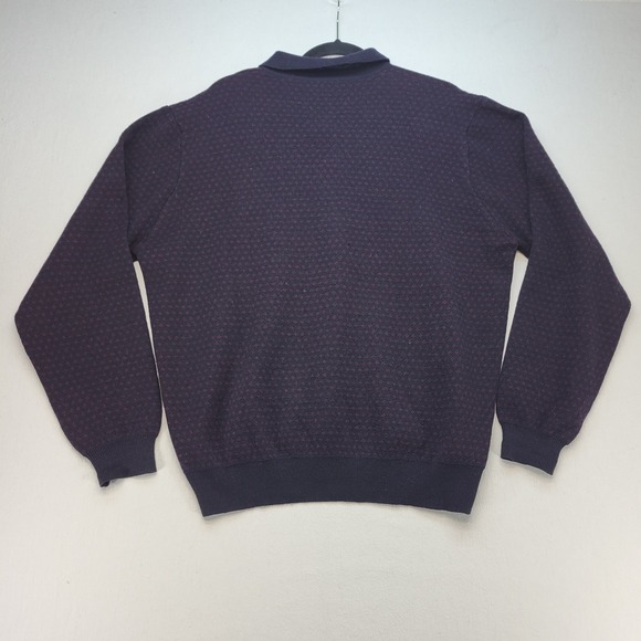 Brooks Brothers Sweater Mens Large Blue Birdseye 100% Merino Wool  1/4 Button - Picture 2 of 8